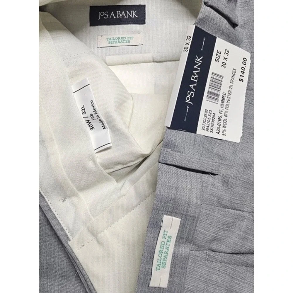 Jos A Banks 1905 Suit Separates Tailored Fit Gray Pants Men's Size 30x32 NWT
